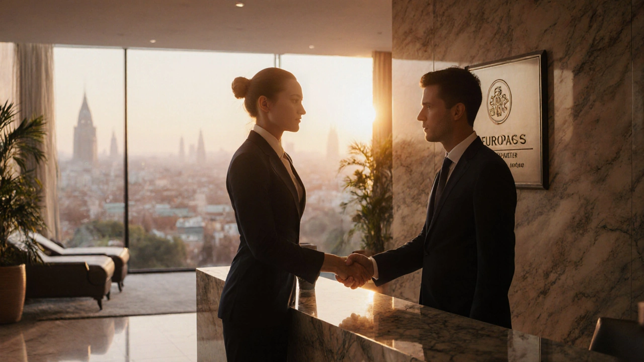 Masér po získání kvalifikace přebírá práci v luxusním wellness hotelu.