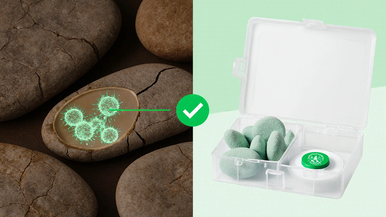 Dvě strany: poškozené pomůcky s bakteriemi vs. správně ukládané a čisté.