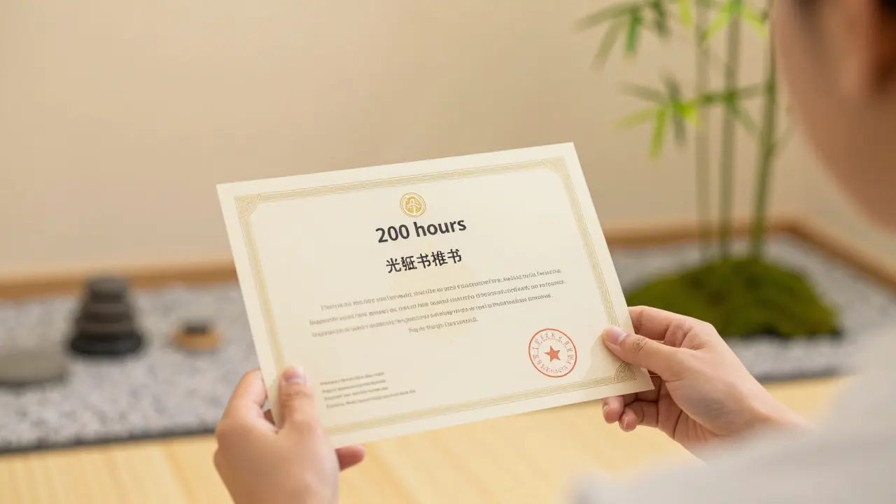 Detail certifikátu o odborné způsobilosti maséra v klidném prostředí.