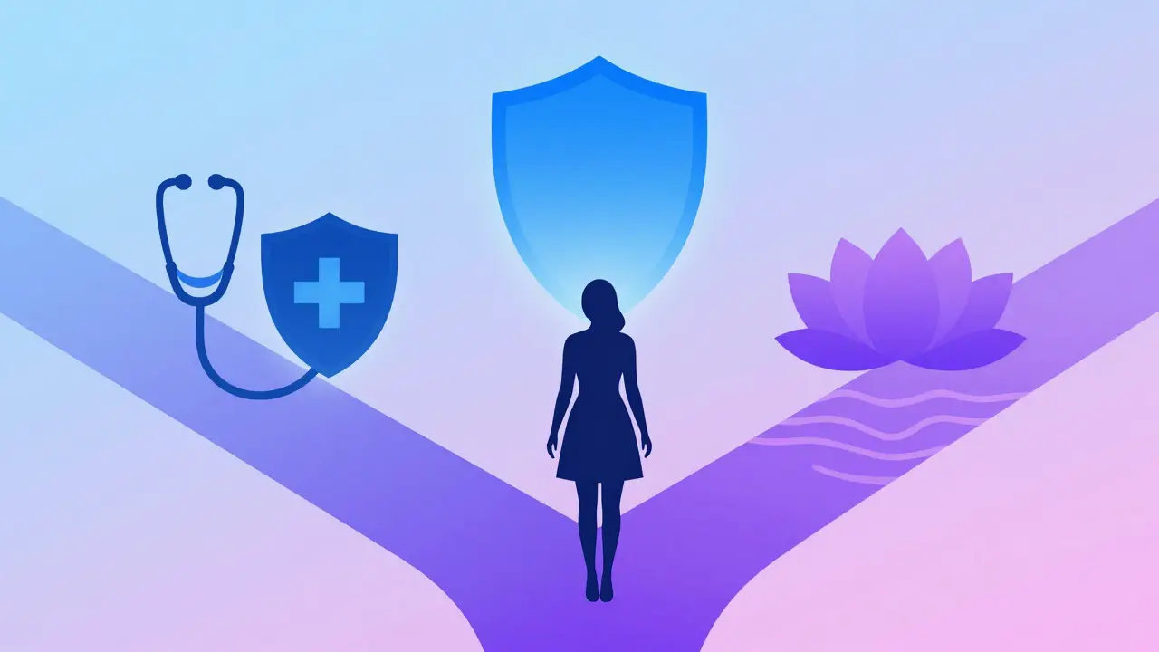 Žena volící mezi lékařskou prevencí a wellness terapií