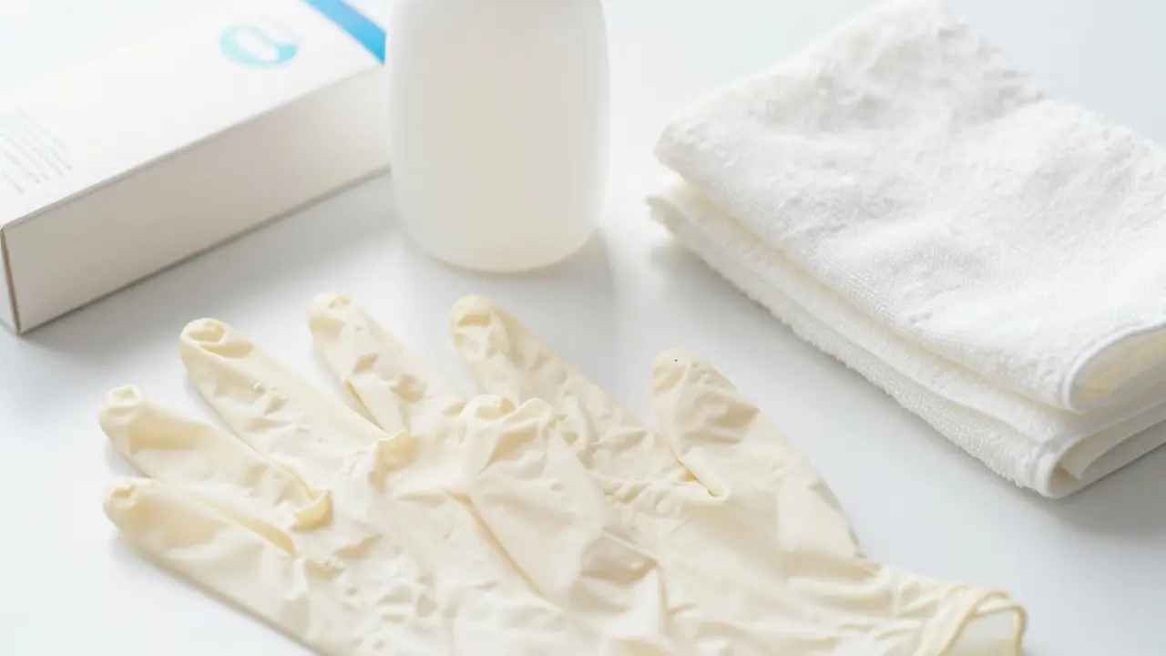 Hygienické přípravky pro masáž na čistém povrchu, důraz na čistotu