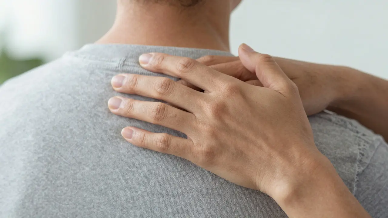 Jemný terapeutický dotek symbolizující důvěru a hranice