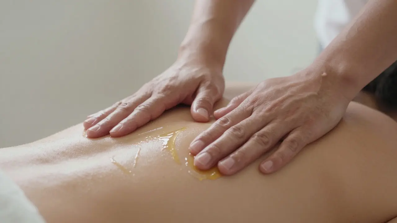 Detail rukou provádějících profesionální terapeutickou masáž